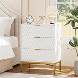 Garvee 3-Schubladen Badezimmerschrank Waben-Design, Viel Stauraum, MDF-Holz, Metallrahmen, Stabil, Kompakt, Für Schlafzimmer & Wohnzimmer - White