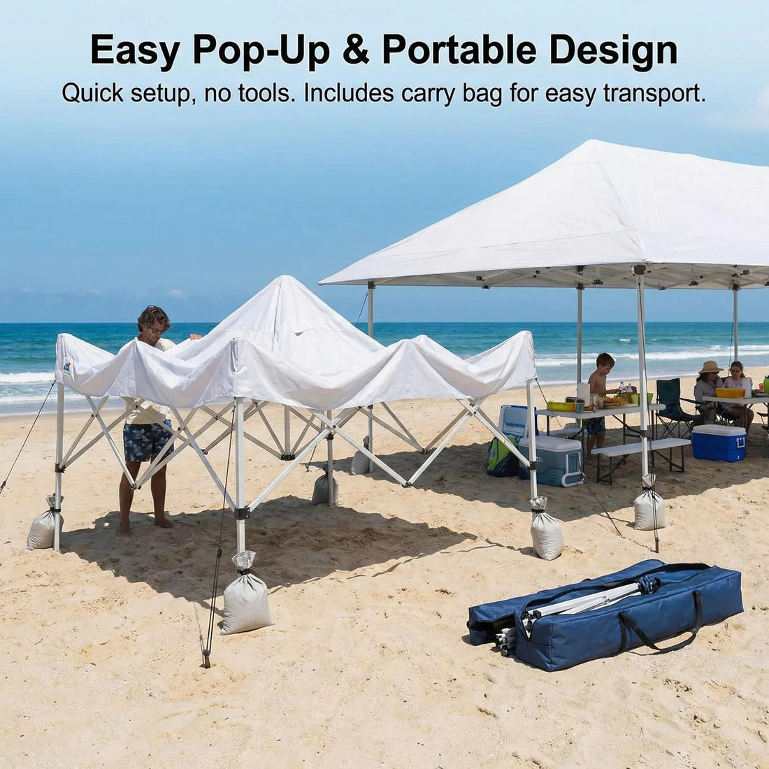 GARVEE Pop-Up Pavillon 3 x 6 m, Wasserdichtes Partyzelt mit Robuster Konstruktion und Tragetasche, Ideal für Camping, Gartenpartys, Märkte und Outdoor-Events