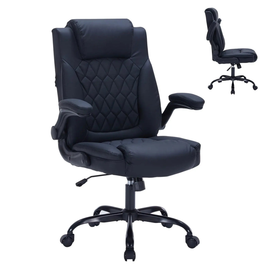 Garvee Chefsessel aus PU-Leder, Ergonomischer Büro-Drehstuhl mit hoher Rückenlehne, Höhenverstellbar Schwarz für Arbeitszimmer