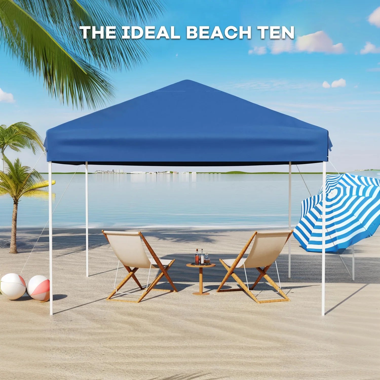 GARVEE Pop-Up Pavillon 3x3 m, Faltpavillon aus 210D Oxford, Robustes Stahlgestell, Wetterfest und Stabil für Camping, Gartenpartys und Outdoor-Events, Blau