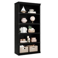 Garvee Bücherregal 171 cm, 5-stöckiges Standregal im Landhausstil, offenes Holzregal mit 5 Ablagen und Stauraum, für Homeoffice, Wohnzimmer & Schlafzimmer, Schwarz