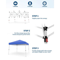 Garvee Pop Up Pavillon 3×3 m, Wasserdicht, UV-Schutz, Höhenverstellbar, Stahlrahmen, Blau