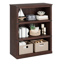 Garvee Bücherregal 4 Ebenen 80 x 32 x 102 cm, breites Standregal aus Holz mit 3 Regalbereichen, stabiles Aufbewahrungsregal im Industrie-Look, Rotbraun