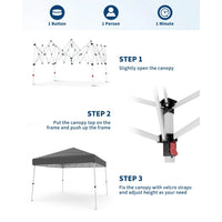Garvee Pop Up Pavillon 3×3 m, Wasserdicht, UV-Schutz, Höhenverstellbar, Stahlrahmen, Grau