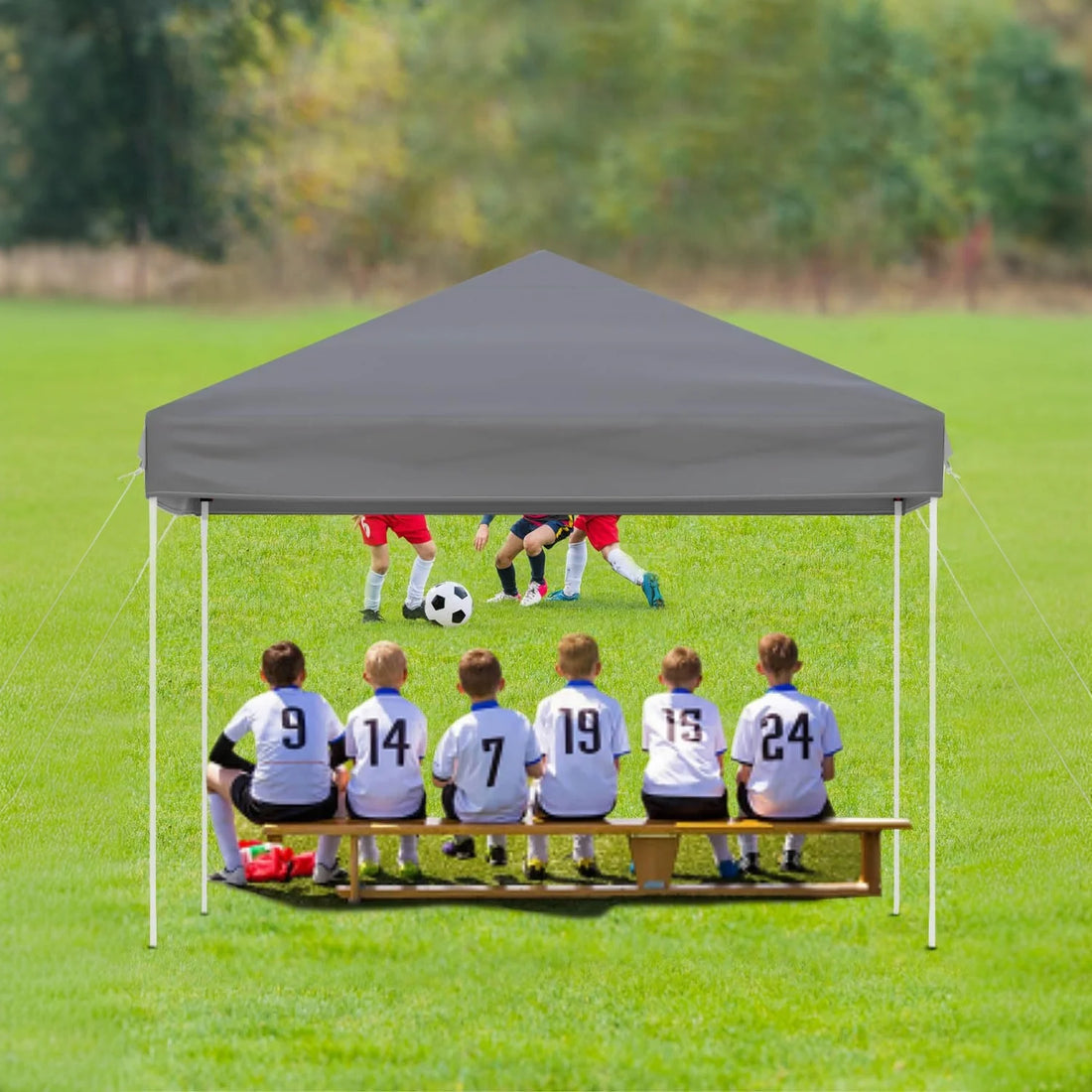 GARVEE Pop-Up Pavillon 3x3 m, Faltpavillon aus 210D Oxford, Robustes Stahlgestell, Wetterfest und Stabil für Camping, Gartenpartys und Outdoor-Events, Grau