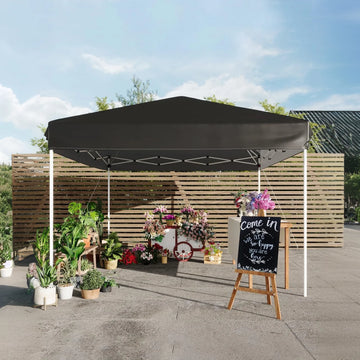 GARVEE Pop-Up Pavillon 3x3 m, Faltpavillon aus 210D Oxford, Robustes Stahlgestell, Wetterfest und Stabil für Camping, Gartenpartys und Outdoor-Events, Schwarz