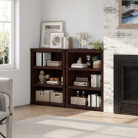 Garvee Bücherregal 4 Ebenen 80 x 32 x 102 cm, breites Standregal aus Holz mit 3 Regalbereichen, stabiles Aufbewahrungsregal im Industrie-Look, Rotbraun