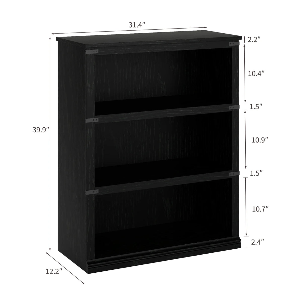 Garvee schwarzes Bücherregal für Wohnzimmer Büro Schlafzimmer und Flur