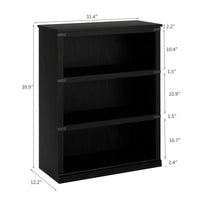 Garvee Bücherregal 4 Ebenen 80 x 32 x 102 cm, breites Standregal aus Holz mit 3 Regalbereichen, stabiles Aufbewahrungsregal im Industrie-Look, Schwarz