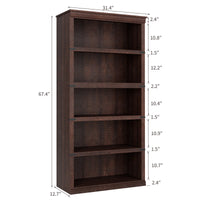 Garvee Bücherregal 171 cm, 5-stöckiges Standregal im Landhausstil, offenes Holzregal mit 5 Ablagen und Stauraum, für Homeoffice, Wohnzimmer & Schlafzimmer, Rotbraun