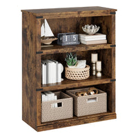 Garvee Bücherregal 4 Ebenen 80 x 32 x 102 cm, breites Standregal aus Holz mit 3 Regalbereichen, stabiles Aufbewahrungsregal im Industrie-Look, Vintage