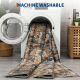 Garvee Vintage-geometrischer Kurzflor-Teppich mit Medaillon-Muster, maschinenwaschbar & rutschfest, 3D-Hoch-Tief-Struktur – blau/braun, 160x230 cm - Blau Braun