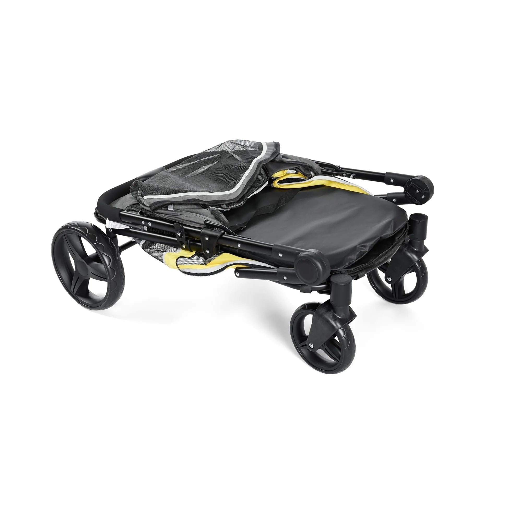 Garvee Hundebuggy für große Hunde 90 × 60 × 51 cm, faltbarer Haustierbuggy mit Aluminiumrahmen, 360° schwenkbaren Rädern und atmungsaktivem Mesh, Grau