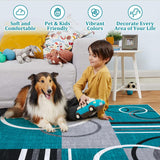 Garvee Modernes rutschfestes Teppich mit geometrischem Muster – weiches Polyester, flach & waschbar – ideal für Wohnzimmer, Schlafzimmer & Küche – 160x230 cm, Farbe: Blaugrün - Blau-Grün