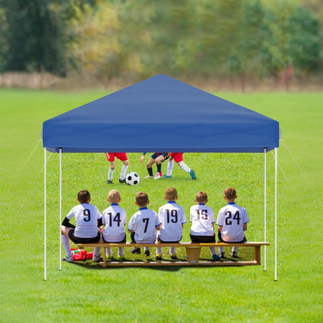 GARVEE Pop-Up Pavillon 3x3 m, Faltpavillon aus 210D Oxford, Robustes Stahlgestell, Wetterfest und Stabil für Camping, Gartenpartys und Outdoor-Events, Blau