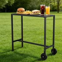 Garvee Bartisch 99 cm, Mit Rollen & Verstellbaren Füßen, Stahl, Wetterfest, Für Balkon & Patio, Schwarz