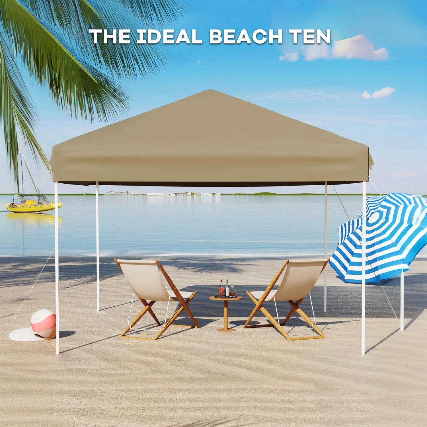 GARVEE Pop-Up Pavillon 3x3 m, Faltpavillon aus 210D Oxford, Robustes Stahlgestell, Wetterfest und Stabil für Camping, Gartenpartys und Outdoor-Events, Khaki
