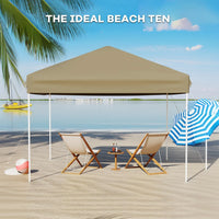 GARVEE Pop-Up Pavillon 3x3 m, Faltpavillon aus 210D Oxford, Robustes Stahlgestell, Wetterfest und Stabil für Camping, Gartenpartys und Outdoor-Events, Khaki