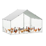 Garvee Hühnerstall 300 × 200 × 200 Cm, 300 × 200 × 200 cm, Geschützter Auslauf, Silber - Silber