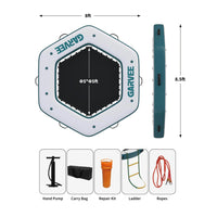 Garvee aufblasbare Wasser-Hängematte 2,59 m, sechseckige Schwimminsel aus UV-beständigem PVC in Marinequalität, robuste Badeplattform für Pool, See & Fluss