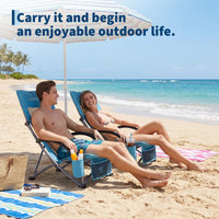 Garvee 4er-Set Strandstühle faltbar, verstellbare Campingstühle mit hoher Rückenlehne, Rucksackgurten, Getränkehalter und 150 kg Tragkraft, für Strand, Camping & Garten