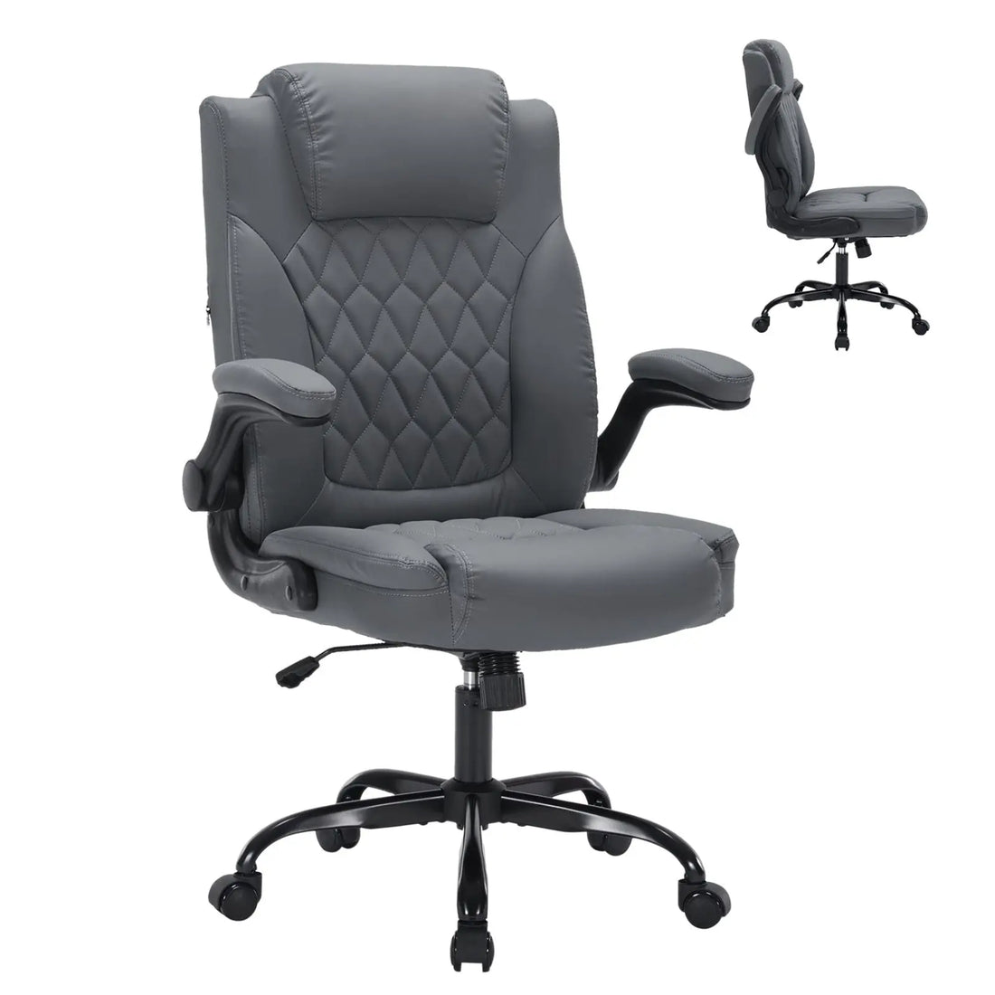 Garvee Bürostuhl SP-VC Leder Grau Ergonomisch Komfortabel Verstellbar Modern Büro Home Office