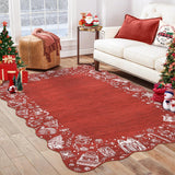 Garvee Weihnachtsteppich Rentier & Schneeflocken Motiv, weich & rutschfest, Polyester, maschinenwaschbar & fleckenabweisend, Wohnzimmer & Schlafzimmer