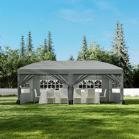 GARVEE Partyzelt 3×6 m, wasserdichter 420D Oxford Faltpavillon mit 6 Seitenwänden, verstärktem Stahlrahmen, 3-fach höhenverstellbar, Hellgrau