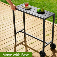 Garvee Bartisch 99 cm, Mit Rollen & Verstellbaren Füßen, Stahl, Wetterfest, Für Balkon & Patio, Schwarz