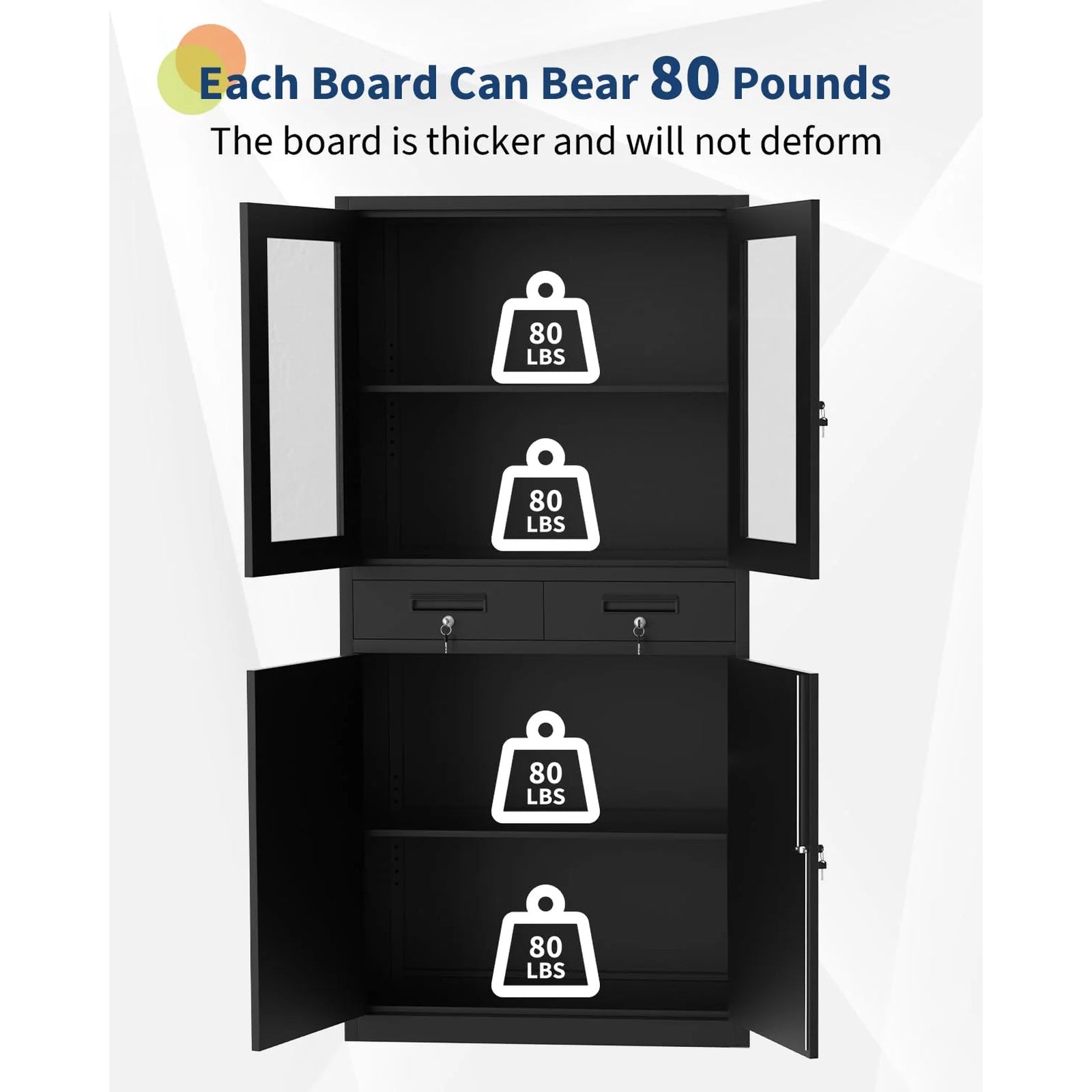 Garvee Metall-Aufbewahrungsschrank 180 cm – Abschließbar, Mit Schubladen, Pulverbeschichteter Stahl