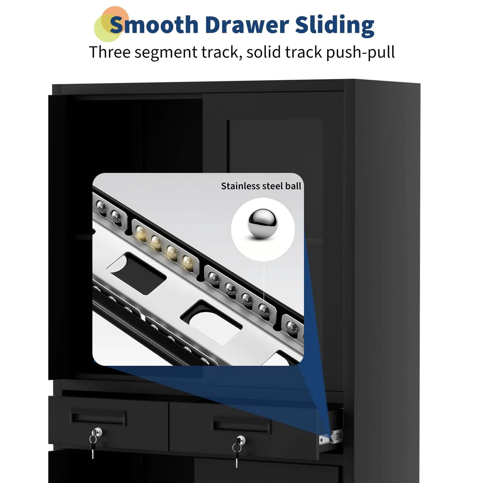 Garvee Metall-Aufbewahrungsschrank 180 cm – Abschließbar, Mit Schubladen, Pulverbeschichteter Stahl