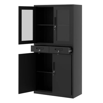 Garvee Metall-Aufbewahrungsschrank 180 cm – Abschließbar, Mit Schubladen, Pulverbeschichteter Stahl