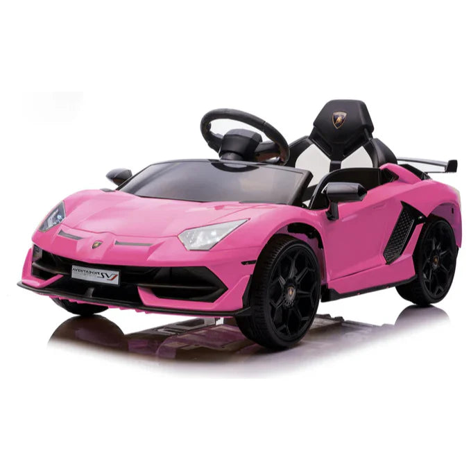 GARVEE 12V Lamborghini Kinderauto Elektrofahrzeug, Mit Eltern-Fernbedienung, LED-Beleuchtung, Soundsystem und Federung, Kinder Elektroauto für Jungen und Mädchen von 3–8 Jahren, Rosa