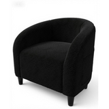 Garvee Umschließender Beistellsessel aus Lammfellgewebe, ergonomischer Sessel mit abgerundetem Rückenlehne und seitlicher Tasche für Wohnzimmer und Schlafzimmer, 63,5x68x71 cm, Schwarz - 