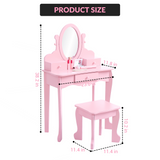 Garvee Kinder Schminktisch Set Mit Verstellbarem Spiegel, Holz Makeup Spielset, Pink, Ideal Für Rollenspiele, 38.2x23.6x11.8 Zoll - weiß