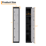 Garvee 4-Türiger Hoher Metallschrank Aus Stahl, Abschließbar, Mit Lüftungslöchern, Schwarz, Für Büro & Schule