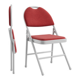Garvee Klappstühle Set 2, Leinenstoff Gepolstert, Metall, Stapelbar, Für Camping & Büro - Rot