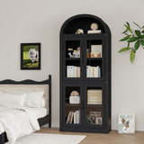 Garvee Arched Cabinet Farmhouse Küchenvorratsschrank 71.6" Hoch Holz Staubdicht Metallgriffe Esszimmer Wohnzimmer - Schwarz