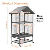 Garvee Großer Vogelkäfig Für Papageien & Wellensittiche, 60" Flugkäfig Mit 4 Metallfutterern, Holzstangen, Rollbar, Schmiedeeisen, Innen & Außen