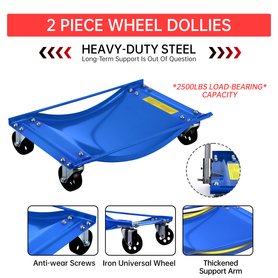 Garvee Auto-Rad Dolly Set 4 Stück – 8,9 cm Stahlrollen, 4536 kg Tragkraft, Stabil