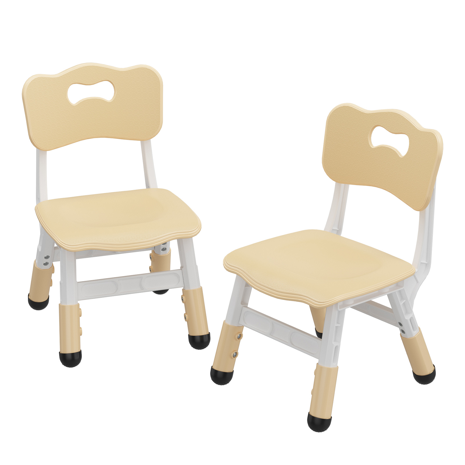 GARVEE Kinderstühle 2er-Set, 3-Stufig Höhenverstellbar, Mitwachsender Kinderstuhl für Kinder von 2–6 Jahren, Stabil, Leicht & Ergonomisch, Beige