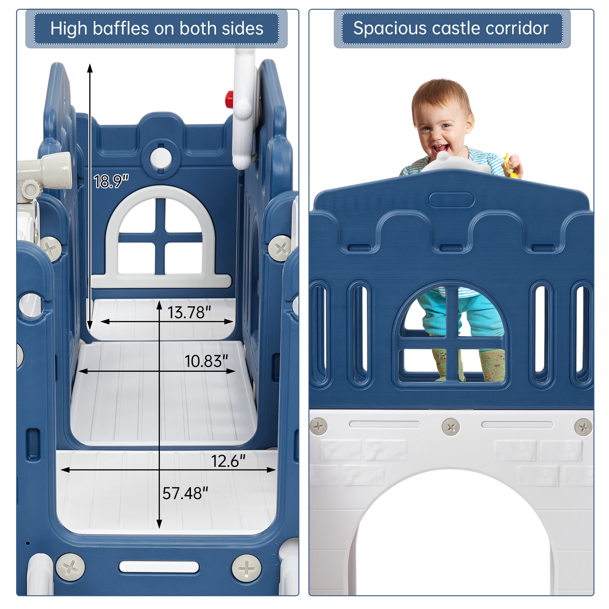 Garvee 8-in-1 Kinder Rutsche – Klettern, Basketballkorb, Tunnel, Stauraum, Modernes Design, 1–3 Jahre