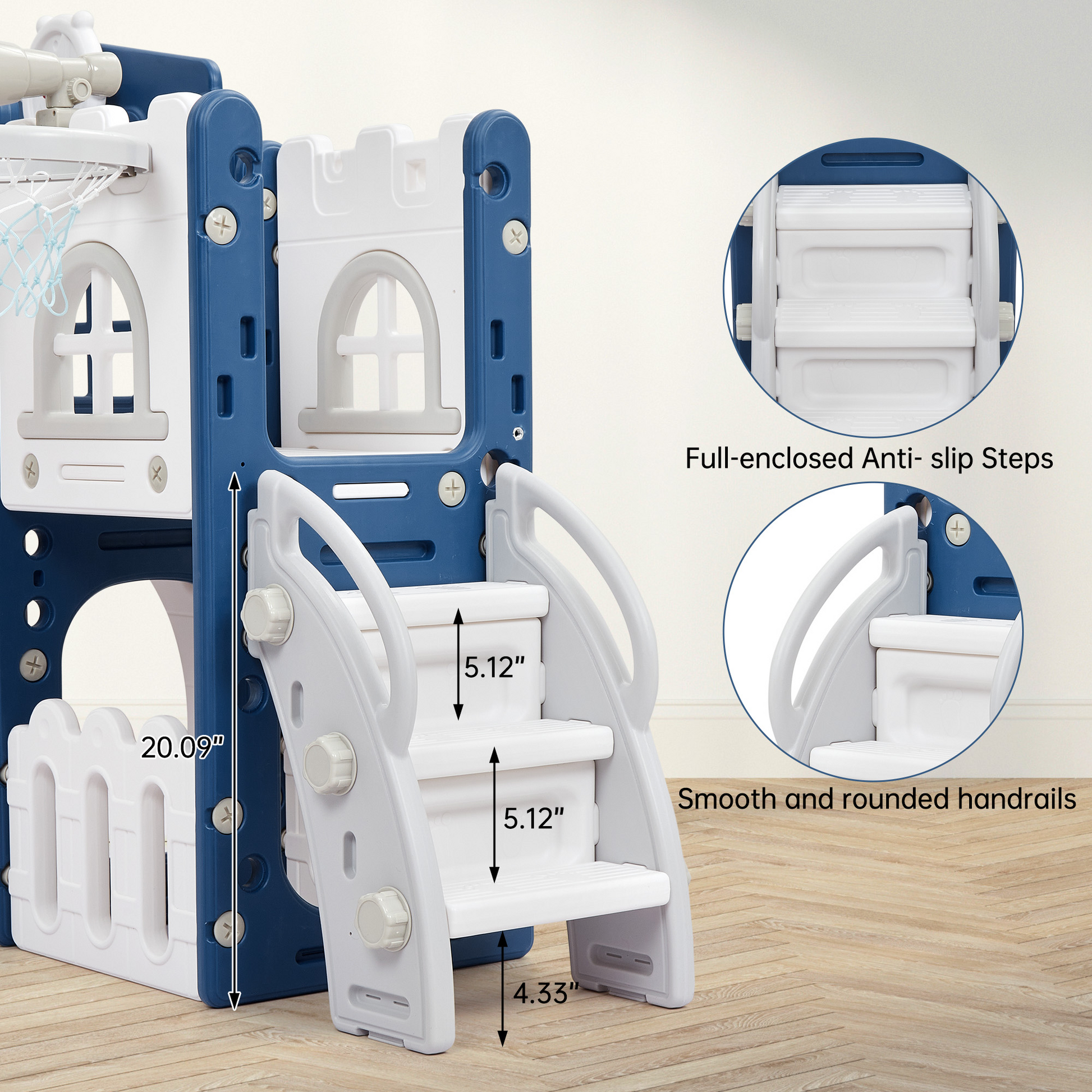 Garvee 8-in-1 Kinder Rutsche – Klettern, Basketballkorb, Tunnel, Stauraum, Modernes Design, 1–3 Jahre