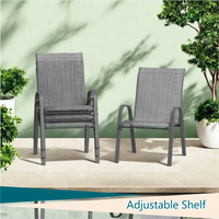 Garvee Stapelstühle Outdoor Set 4, Metallrahmen, Textilene, Atmungsaktiv, Für Garten & Terrasse, Grau