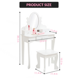 Garvee Kinder Schminktisch Set Mit Verstellbarem Spiegel, Holz Makeup Spielset, Weiß, Tisch Und Hocker, Mädchenzimmer, 38.2x23.6x11.8 Zoll - weiß