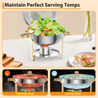 Garvee 5Qt Edelstahl Chafing Dish Set 6-teilig, Kuppeldeckel Buffetwärmer für Catering, Hochzeiten, Partys - Professionelles Großset