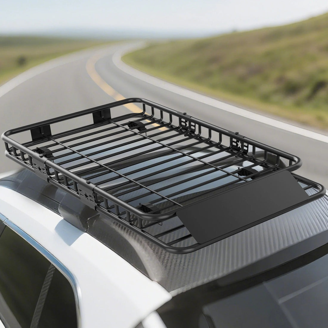 Garvee Universal-Dachgepäckträger 163 × 99 × 15 cm, robuster Stahl, erweiterbar, für SUVs & Pick-ups, 91 kg Tragfähigkeit, Schwarz