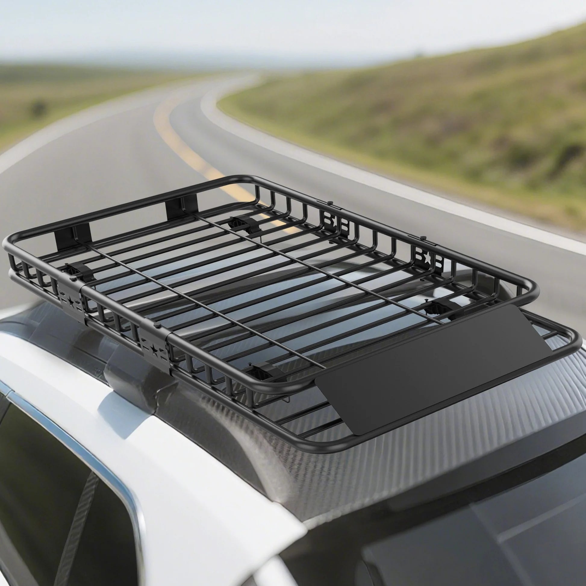 Garvee Universal-Dachgepäckträger 163 × 99 cm, robuster Stahl, erweiterbar, für SUVs & Pick-ups, 91 kg Tragfähigkeit, Schwarz
