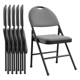 Garvee Klappstühle Set 6, Leinenstoff Gepolstert, Metall, Stapelbar, Für Camping & Büro - Grau