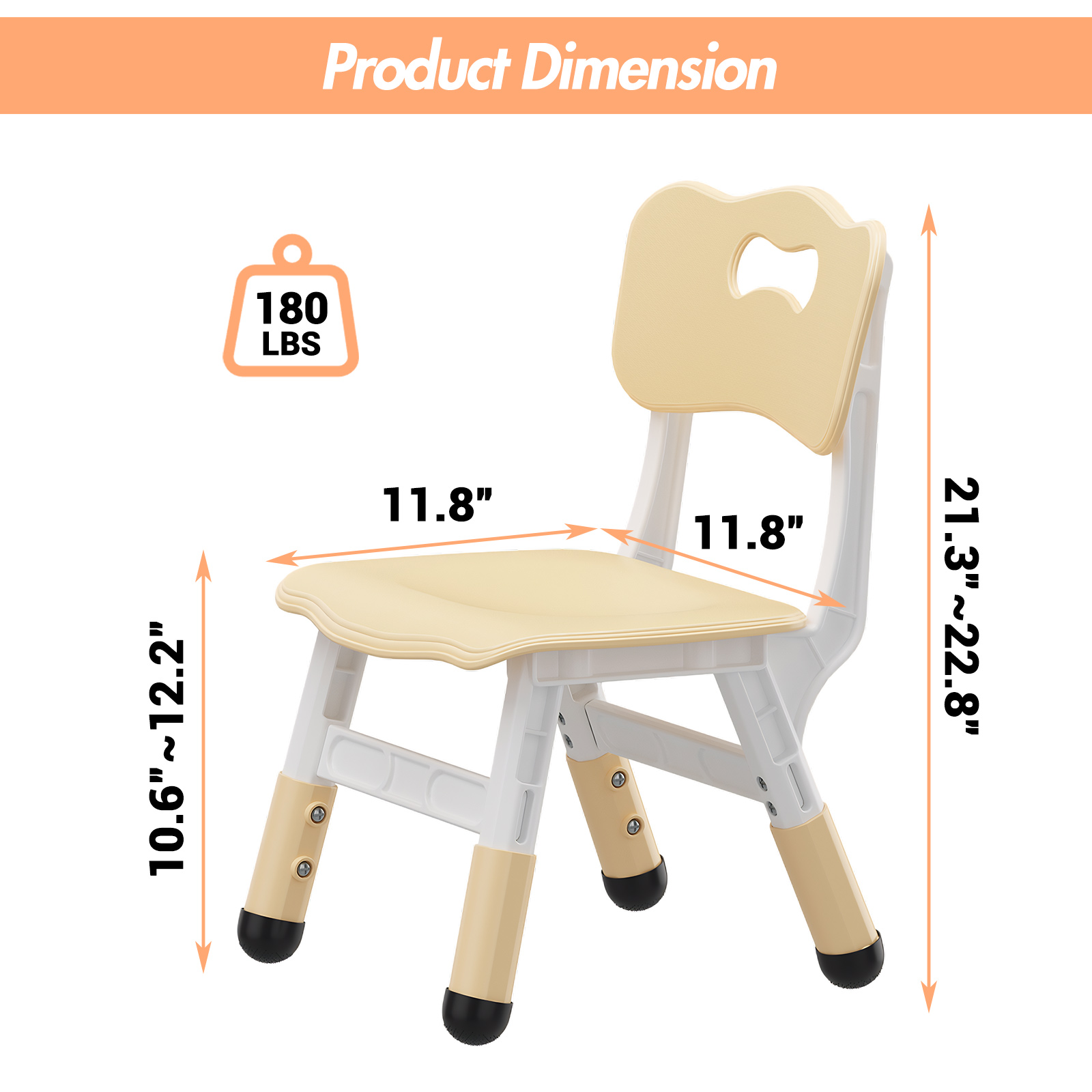 GARVEE Kinderstühle 2er-Set, 3-Stufig Höhenverstellbar, Mitwachsender Kinderstuhl für Kinder von 2–6 Jahren, Stabil, Leicht & Ergonomisch, Beige